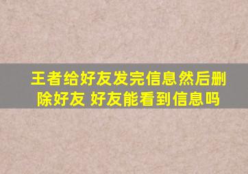 王者给好友发完信息然后删除好友 好友能看到信息吗